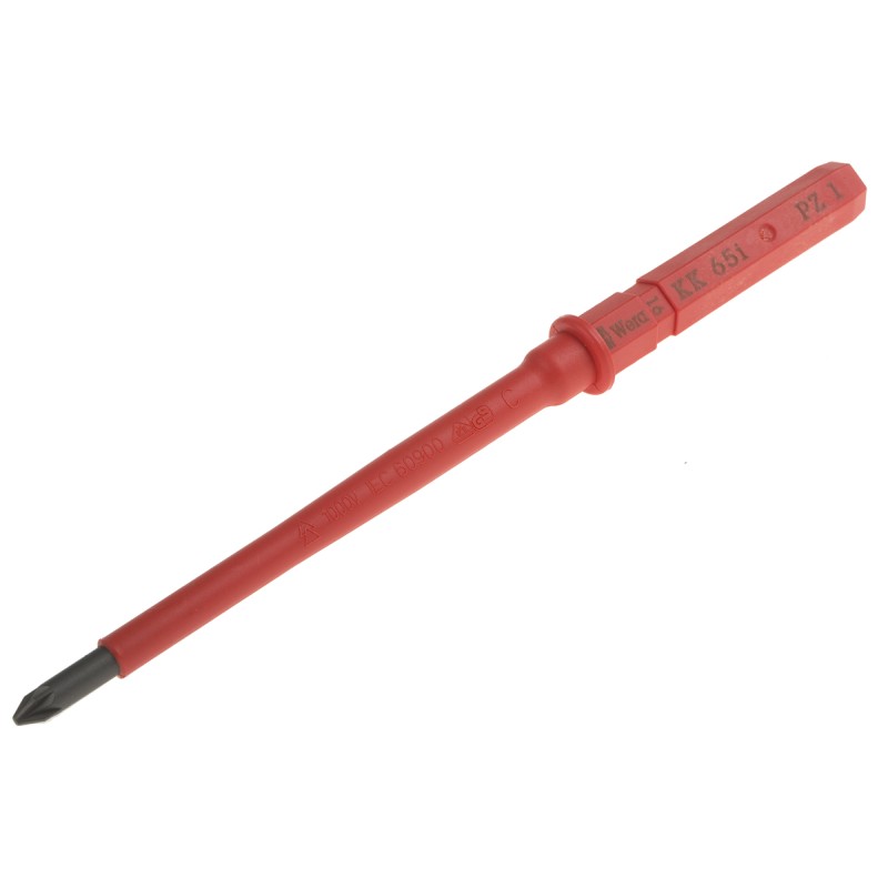 1 pcs - Wera Pozidriv Insulated Screwdriver Blade, PZ1 Tip, 154 mm Blade, VDE/1000V, 154 mm Overall
