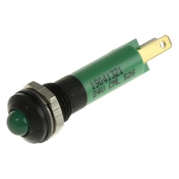 1 pcs - CML Innovative Technologies Green Panel Mount Indicator, 24V, 8mm Mounting Hole Size, Solder Tab Termination, IP67