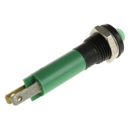 1 pcs - CML Innovative Technologies Green Panel Mount Indicator, 24V, 8mm Mounting Hole Size, Solder Tab Termination, IP67