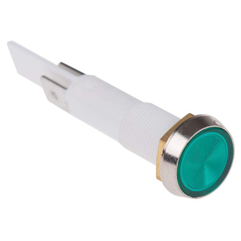 1 pcs - Arcolectric (Bulgin) Ltd Green Neon Panel Mount Indicator, 110V ac, 10mm Mounting Hole Size