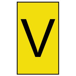 1 Bag of 500 - HellermannTyton Ovalgrip Slide On Cable Markers, Black on Yellow, Pre-printed 'V', 2.5 - 6mm Cable