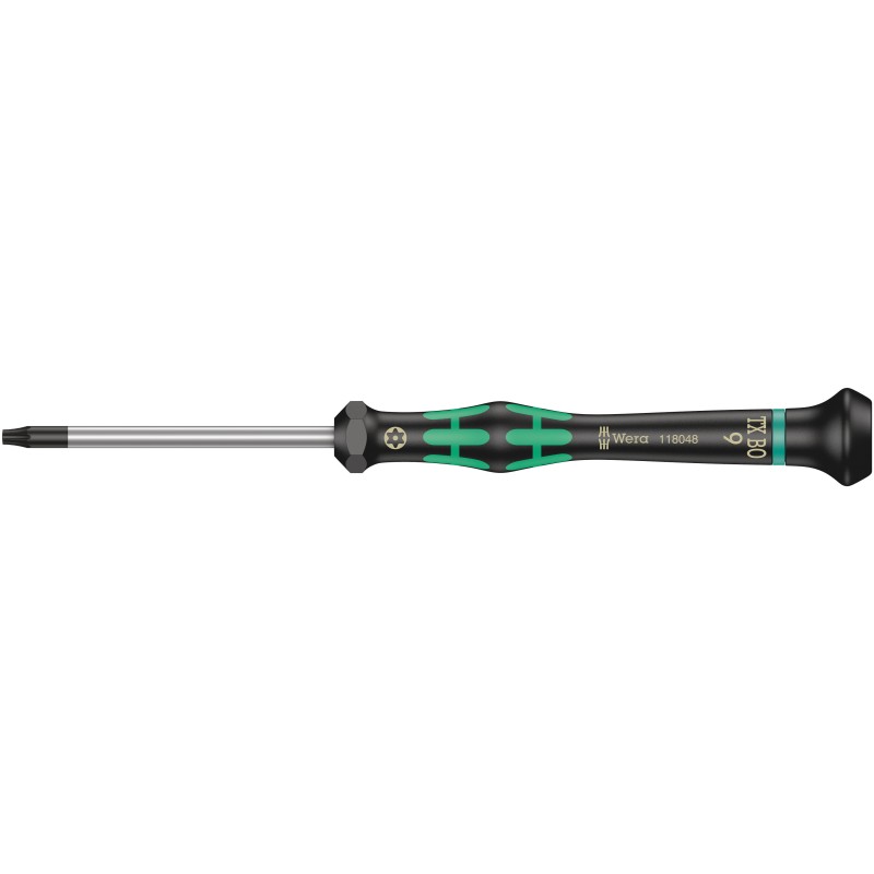 1 pcs - Wera Tamperproof Torx Precision Screwdriver, T9 Tip, 60 mm Blade, 157 mm Overall