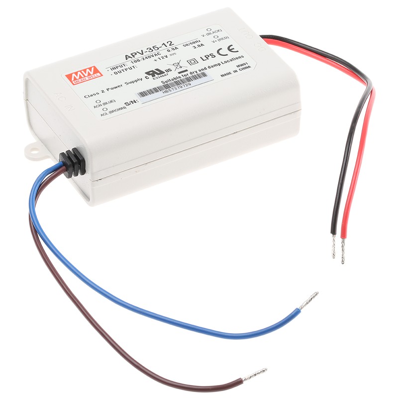 1 pcs - MEAN WELL LED Driver, 12V Output, 36W Output, 3A Output, Constant Voltage