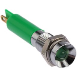 1 pcs - RS PRO Green Panel Mount Indicator, 24V dc, 6mm Mounting Hole Size, Solder Tab Termination