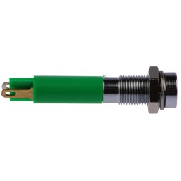 1 pcs - RS PRO Green Panel Mount Indicator, 24V dc, 6mm Mounting Hole Size, Solder Tab Termination