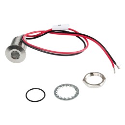 1 pcs - RS PRO Red Panel Mount Indicator, 10.8 - 13.2V dc, 10mm Mounting Hole Size, Lead Wires Termination, IP67