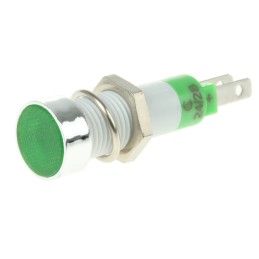 1 pcs - Signal Construct Green Panel Mount Indicator, 24 - 28V, 8mm Mounting Hole Size