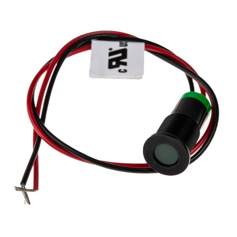 1 pcs - RS PRO Green Panel Mount Indicator, 2V dc, 8mm Mounting Hole Size, Lead Wires Termination, IP67