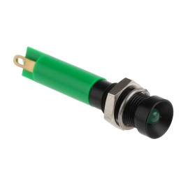 1 pcs - RS PRO Green Panel Mount Indicator, 24V dc, 6mm Mounting Hole Size, Solder Tab Termination