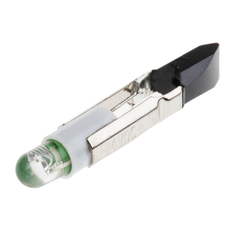 1 pcs - RS PRO Green LED Indicator Lamp, 24V ac/dc, Telephone Slide Base, 5.5mm Diameter, 2100mcd