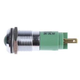 1 pcs - CML Innovative Technologies Green Panel Mount Indicator, 24V, 14mm Mounting Hole Size, Solder Tab Termination, IP67
