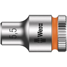 1 pcs - Wera 1/4 in Drive 5.5mm Standard Socket, 6 point, 23 mm Overall Length