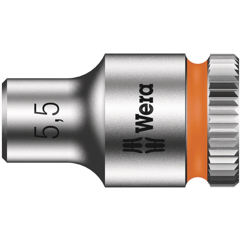 1 pcs - Wera 1/4 in Drive 5.5mm Standard Socket, 6 point, 23 mm Overall Length
