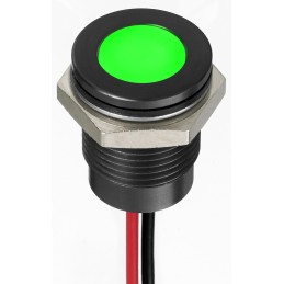 1 pcs - RS PRO Green Panel Mount Indicator, 24V dc, 14mm Mounting Hole Size, Lead Wires Termination, IP67