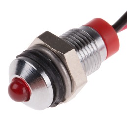 1 pcs - RS PRO Red Panel Mount Indicator, 2V dc, 6mm Mounting Hole Size, Lead Wires Termination, IP67
