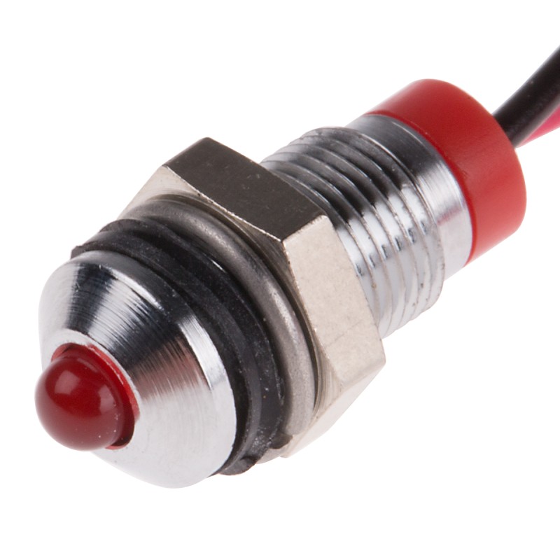 1 pcs - RS PRO Red Panel Mount Indicator, 2V dc, 6mm Mounting Hole Size, Lead Wires Termination, IP67