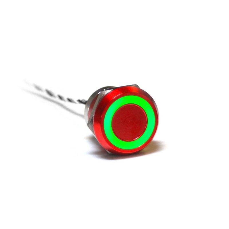 60 pcs - Bulgin Capacitive Switch Momentary NO,Illuminated, Green, Red, IP68, IP69K Red Anodised