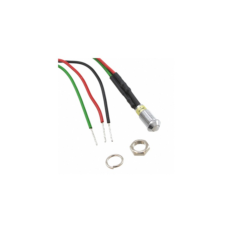 1 pcs - Dialight Green, Red Panel Mount Indicator, 2V dc, 6mm Mounting Hole Size, Lead Wires Termination