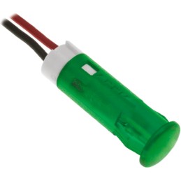 1 pcs - Apem Green Panel Mount Indicator, 24V dc, 10mm Mounting Hole Size, Lead Wires Termination