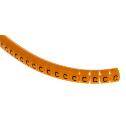 1 Reel of 100 - RS PRO Snap On Cable Markers, Black on Orange, Pre-printed 'C', 4 - 5mm Cable