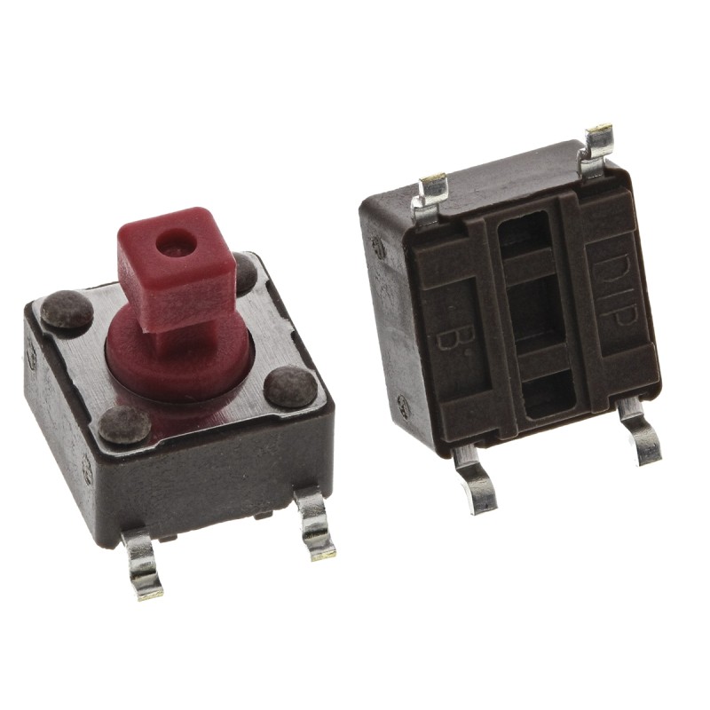 10 pcs - Red Button Tactile Switch, SPST 50 mA @ 12 V dc 4mm