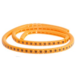1 Reel of 100 - RS PRO Snap On Cable Markers, Black on Orange, Pre-printed 'B', 3 - 3.4mm Cable