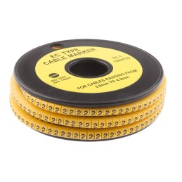 1 Reel of 1000 - RS PRO Slide On Cable Markers, Black on Yellow, Pre-printed '2', 3 - 4.2mm Cable