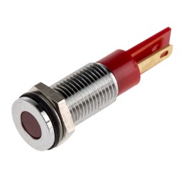 1 pcs - RS PRO Red Panel Mount Indicator, 12V dc, 8mm Mounting Hole Size, Faston, Solder Lug Termination, IP67