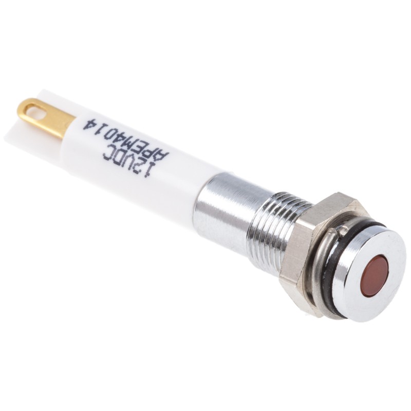 1 pcs - RS PRO Orange Panel Mount Indicator, 10.8 - 13.2V dc, 8mm Mounting Hole Size, IP67