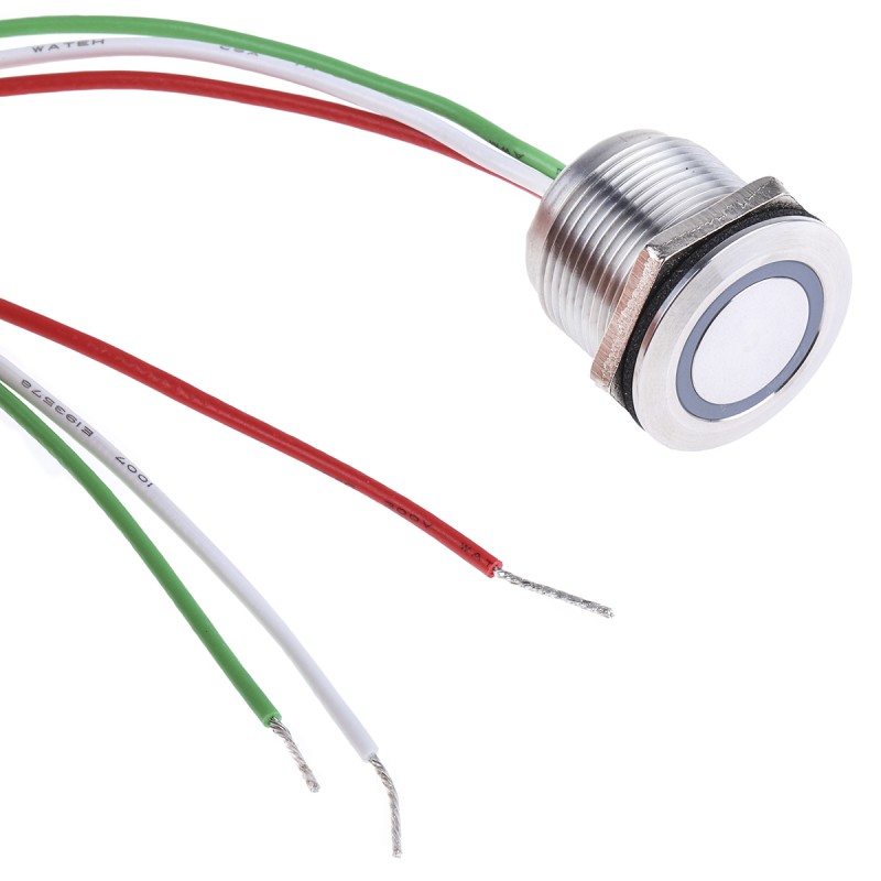 12 pcs - RS PRO Capacitive Switch Momentary NO,Illuminated, Green, IP68 Brass