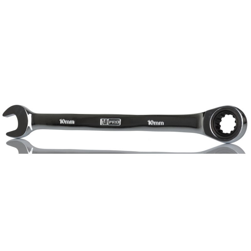 1 pcs - RS PRO Combination Ratchet Spanner, 10mm, Metric, Double Ended