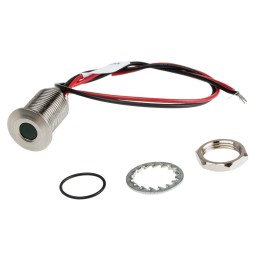 1 pcs - RS PRO Green Panel Mount Indicator, 1.8 - 3.3V dc, 10mm Mounting Hole Size, Lead Wires Termination, IP67