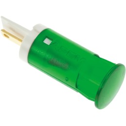 1 pcs - Apem Green Panel Mount Indicator, 12V dc, 12mm Mounting Hole Size, Faston, Solder Lug Termination