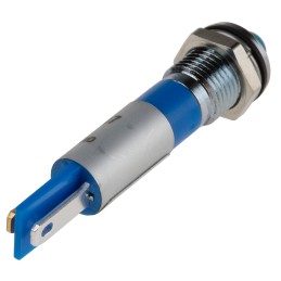 1 pcs - RS PRO Blue Panel Mount Indicator, 12V dc, 8mm Mounting Hole Size, Faston, Solder Lug Termination, IP67