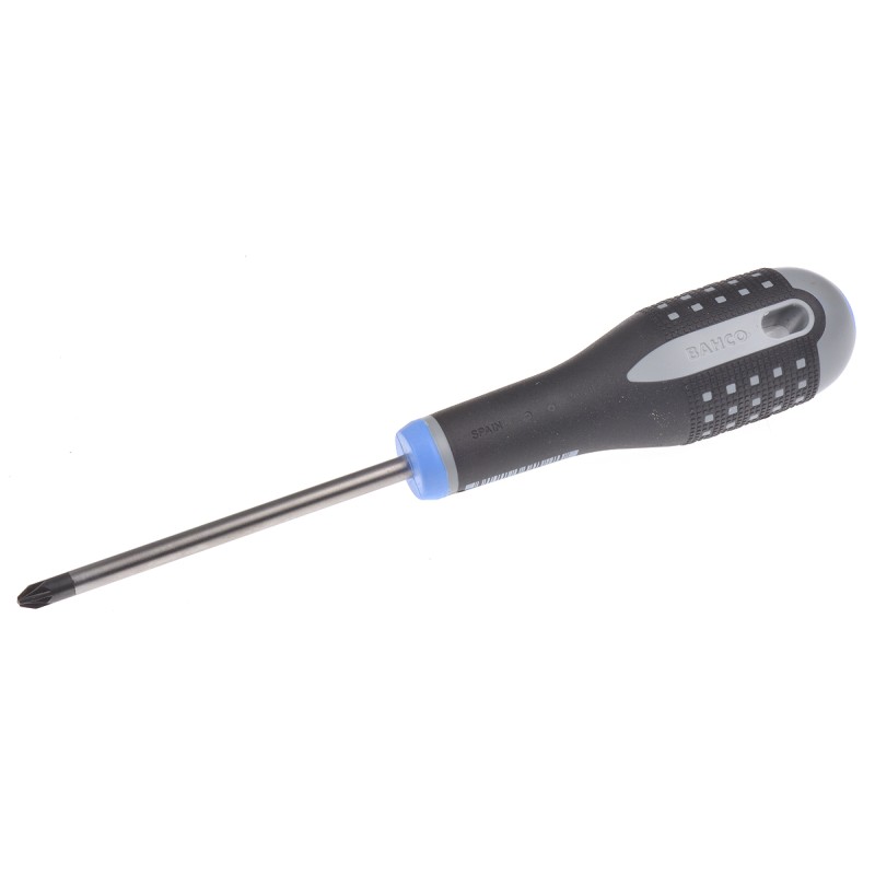 1 pcs - Bahco Pozidriv Screwdriver, PZ2 Tip, 100 mm Blade, 222 mm Overall