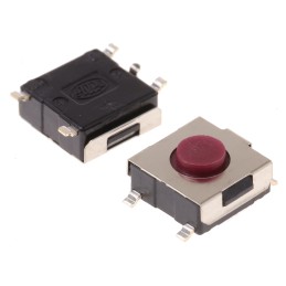 10 pcs - Red Stem Tactile Switch, SPST 50 mA @ 12 V dc 3.1mm Surface Mount