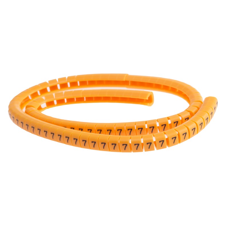 1 Reel of 100 - RS PRO Snap On Cable Markers, Black on Orange, Pre-printed '5', 4 - 5mm Cable