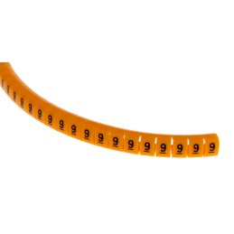 1 Reel of 100 - RS PRO Snap On Cable Markers, Black on Orange, Pre-printed '9', 4 - 5mm Cable