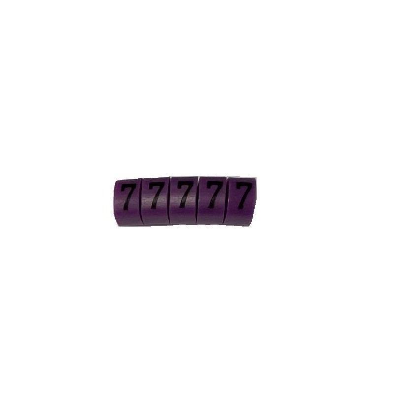 1 Bag of 250 - RS PRO Slide On Cable Marker, Black on Violet, Pre-printed '7', 3 - 4.2mm Cable