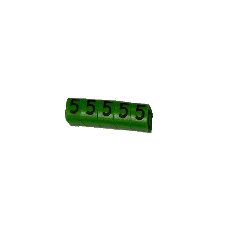 1 Bag of 250 - RS PRO Slide On Cable Marker, Black on Green, Pre-printed '5', 3 - 4.2mm Cable