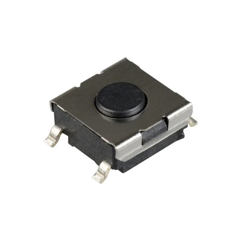 10 pcs - IP00 Black Plunger Tactile Switch, SPST 50 mA 0.5mm Surface Mount