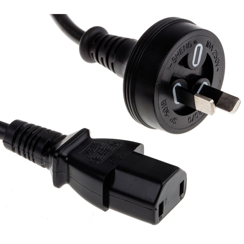1 pcs - RS PRO IEC C17 Socket to Type I Australian Plug Power Cord, 2m