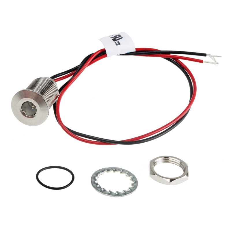 1 pcs - RS PRO Blue Panel Mount Indicator, 21.6 - 26.4V dc, 10mm Mounting Hole Size, Lead Wires Termination, IP67