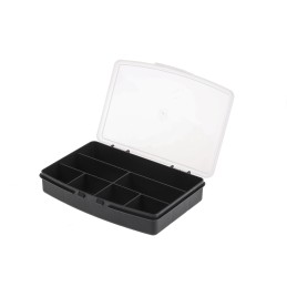1 pcs - RS PRO 7 Cell Black PP Compartment Box, 30mm x 122mm x 175mm