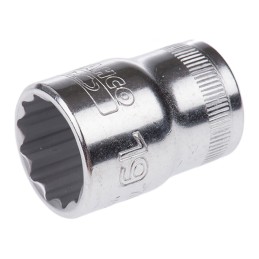 1 pcs - Bahco 1/2 in Drive 19mm Standard Socket, 12 point, 38 mm Overall Length