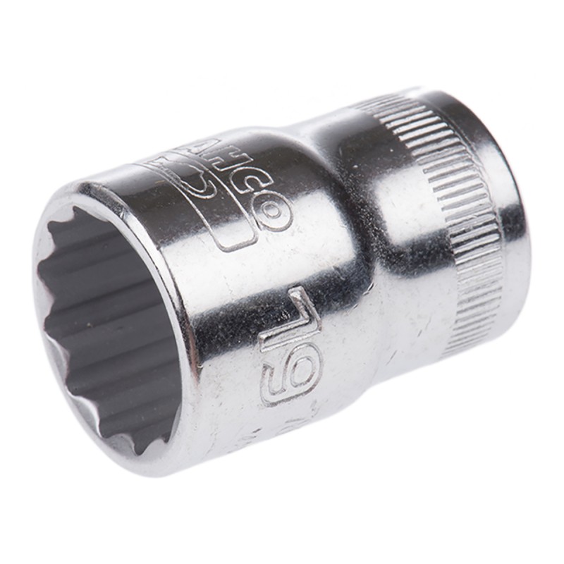 1 pcs - Bahco 1/2 in Drive 19mm Standard Socket, 12 point, 38 mm Overall Length
