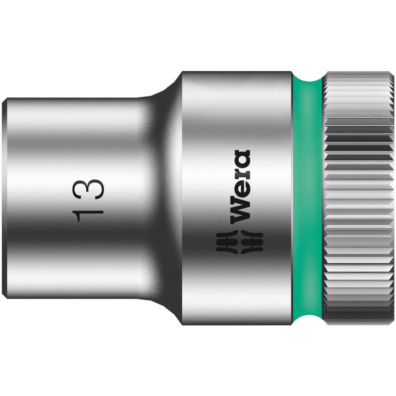 1 pcs - Wera 1/2 in Drive 13mm Standard Socket, 6 point, 37 mm Overall Length