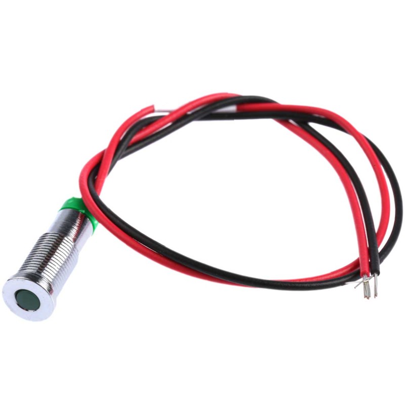 1 pcs - RS PRO Green Panel Mount Indicator, 2V dc, 6mm Mounting Hole Size, Lead Wires Termination, IP67