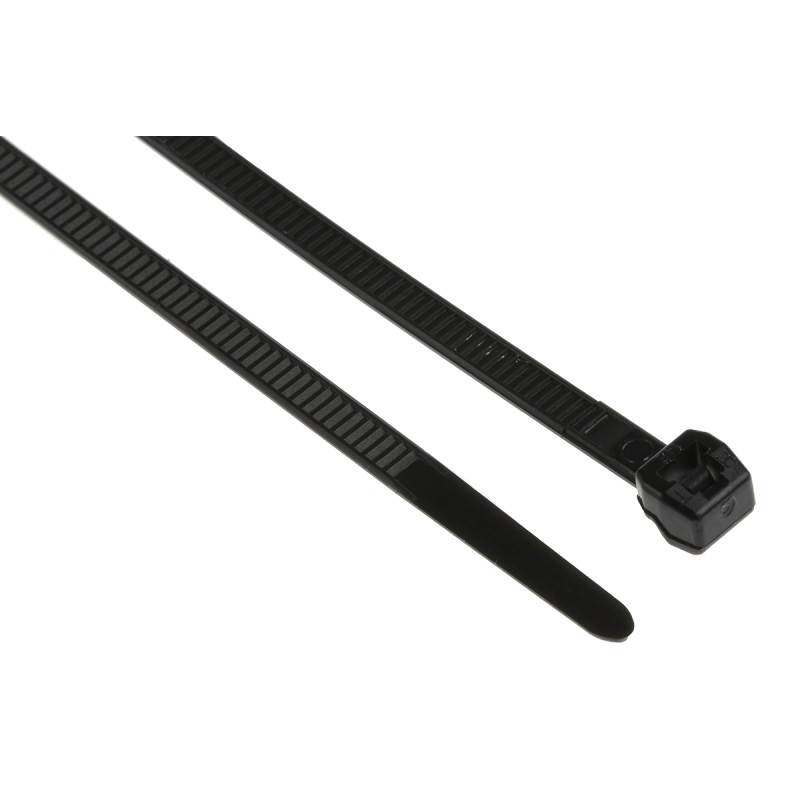 1 Bag of 100 - HellermannTyton Cable Tie, 200mm x 3.4 mm, Black Polyamide 6.6 (PA66), Pk-100