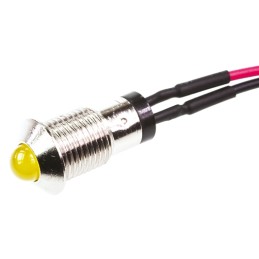 1 pcs - Marl Yellow Panel Mount Indicator, 2.8V, 8mm Mounting Hole Size, Lead Wires Termination